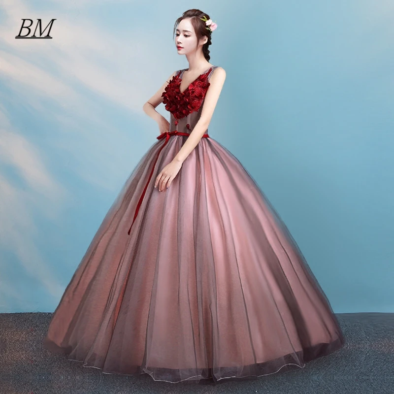 BM Stock V-Neck Quinceanera Dresses 2021 Ball Gown Beaded Prom 16 Birthday Pageant Party Gown Vestidos De Quinceanera BM788