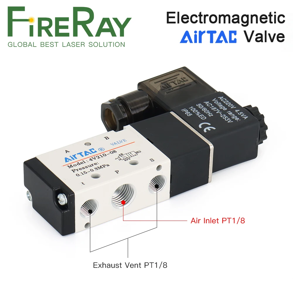FireRay AirTac هوائي صمام الملف اللولبي الكهربائي 5Way 2 موقف التحكم الهواء الغاز المغناطيسي صمام 4V210-08 12 فولت-220 فولت لفائف فولت