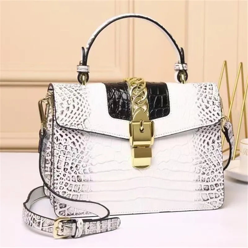 New style leather handbag alligator belly single shoulder bag fashion small square bag air bag messenger bag