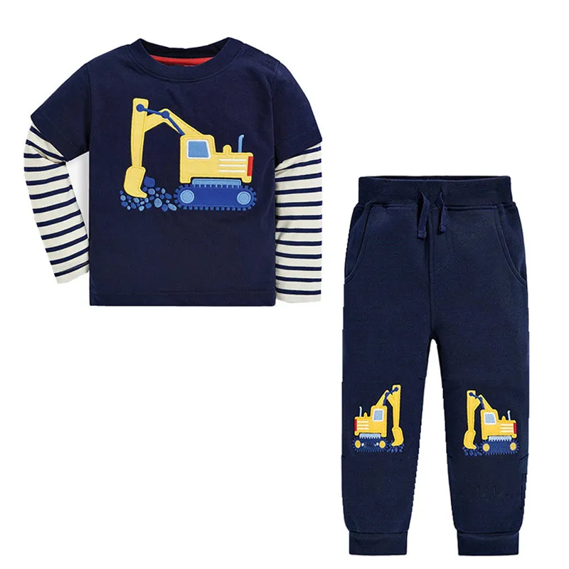 Jumping Meters New Animals Embroidery Children\'s Clothing Sets For Autumn Winter 2 Pcs Suit Kids Outfits Long Sleeve Sets Outfit