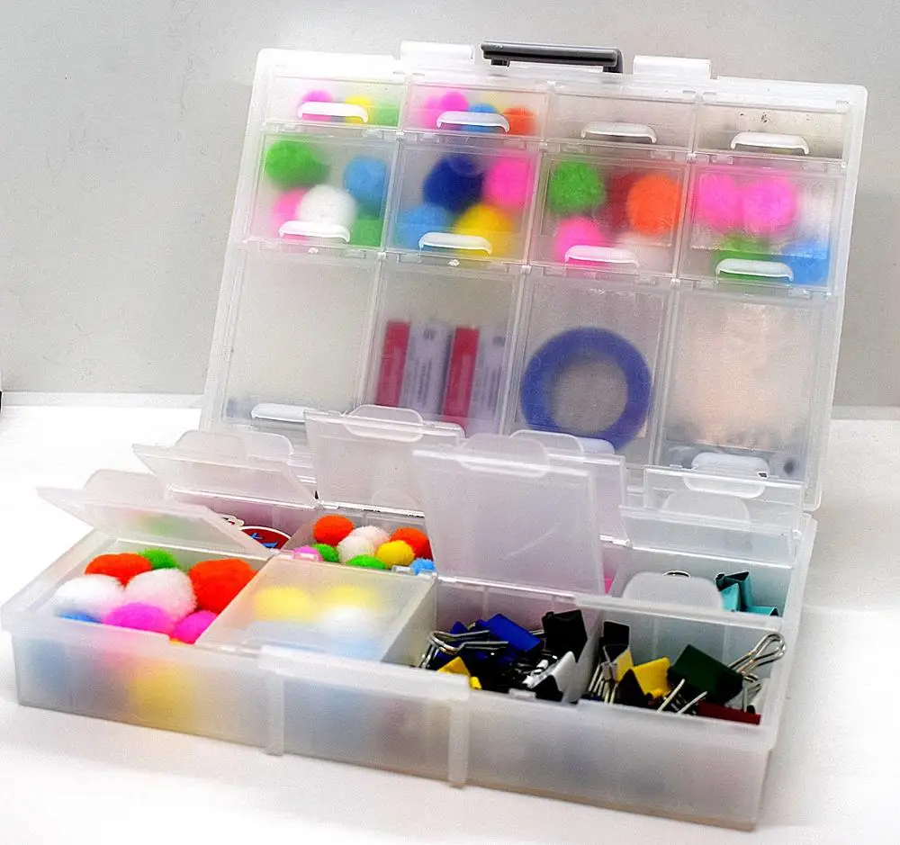 Aidetek half transparent BOX-ALL-24  small parts beads stationery jewelry box organizer for sorted parts  3 sizes 24 compartment