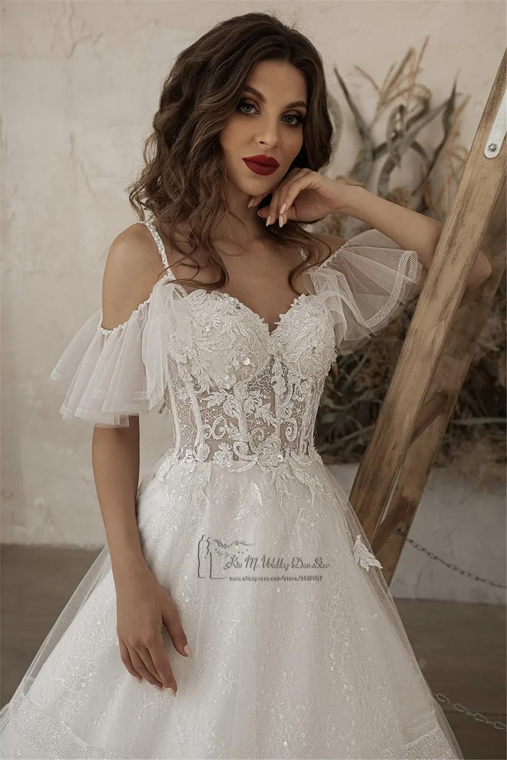 Robe de mariée en dentelle style Boho, Vintage, avec perles, grande taille, paillettes, nouvelle collection, 2021