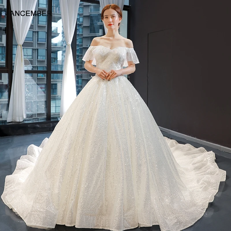 J66917 jancember ballkleid prinzessin brautkleid schatz pailletten rüschen falten hochzeit kleid off schulter robe de mariage