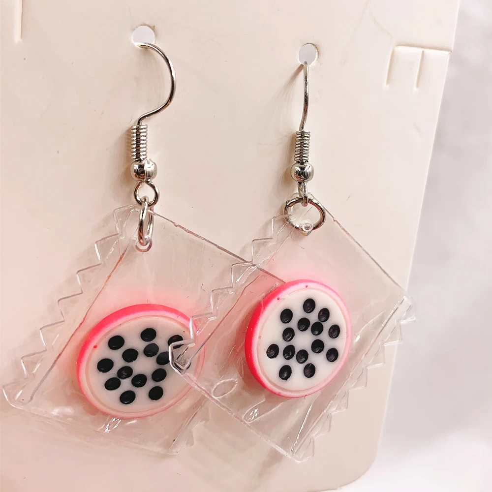 2021 New Acrylic Fruit Candy  Pendant Earrings Quality Drop Earrings for Girls Women Children Birthday Gift Lovely Jewelry