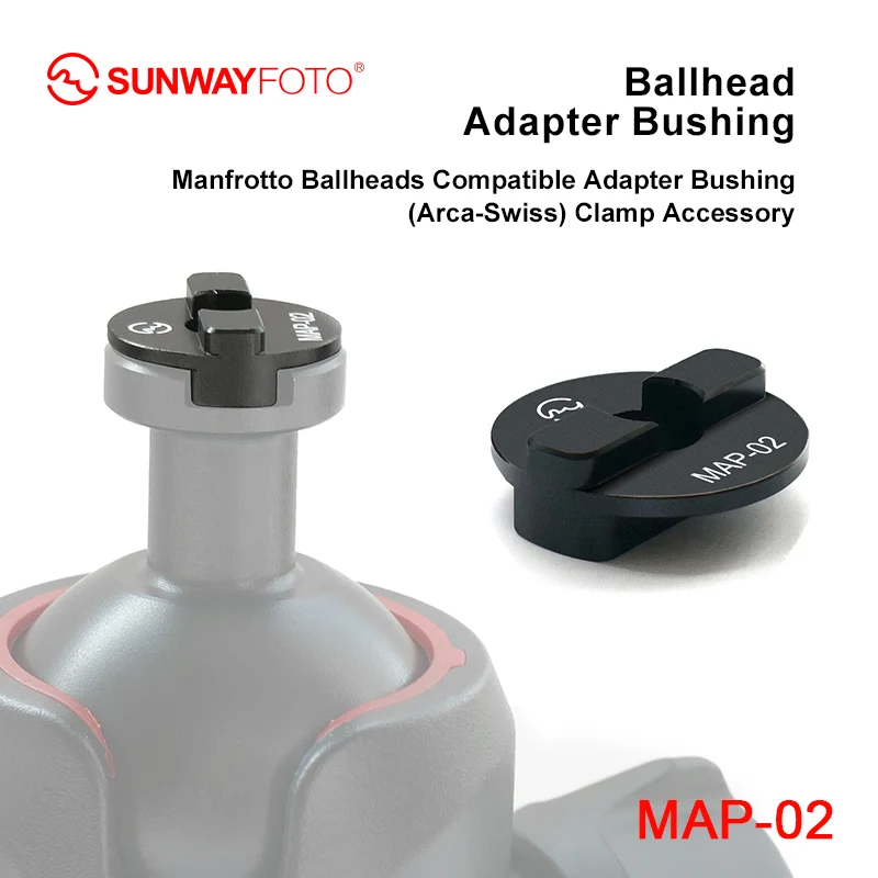 SUNWAYFOTO MAP-01 Ballhead Adapter Bushing for Manfrotto / Gitzo Tripod Heads for Clamp Replacement  Compitable with ARCA