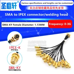 10 stücke SMA stecker kabel weiblichen zu uFL/u.FL/IPX/IPEX UFL zu SMA weibliche RG 1,13 antenne RF kabel montage SMA-K innere loch