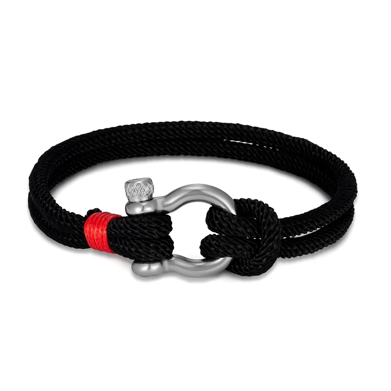 MKENDN Men\'s Nautical Double Strand Shackle Clasp Survival Bracelet Women Outdoor Camping Rescue Emergency Sailing Rope Jewelry