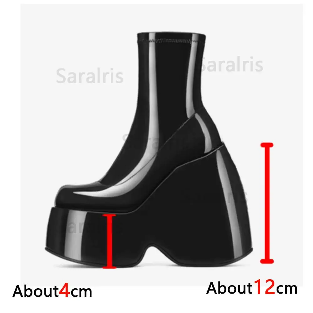 2022 New Fashion Spring Autumn Solid Ankle Boots Chunky Platform High Thick Heels Comfy Walking Gothic Street Style Women Shoes