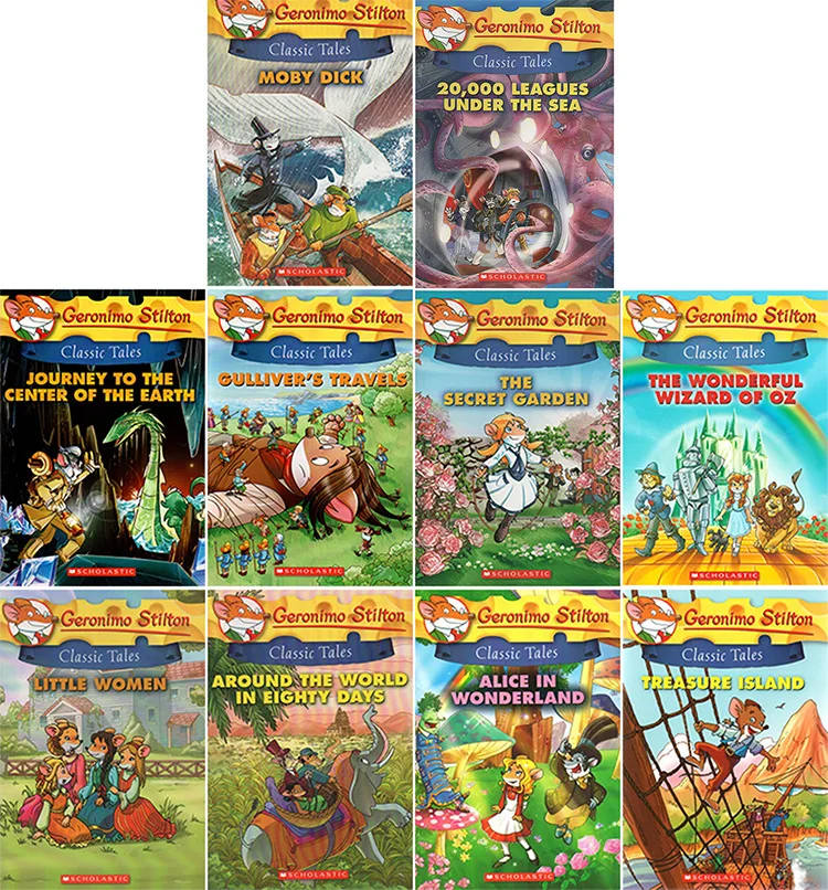 10 Buku/Set Geronimo Stilton Cerita Klasik Buku Gambar Cerita Bahasa Inggris untuk Anak-anak Belajar Bahasa Inggris Membaca Buku untuk Anak-anak