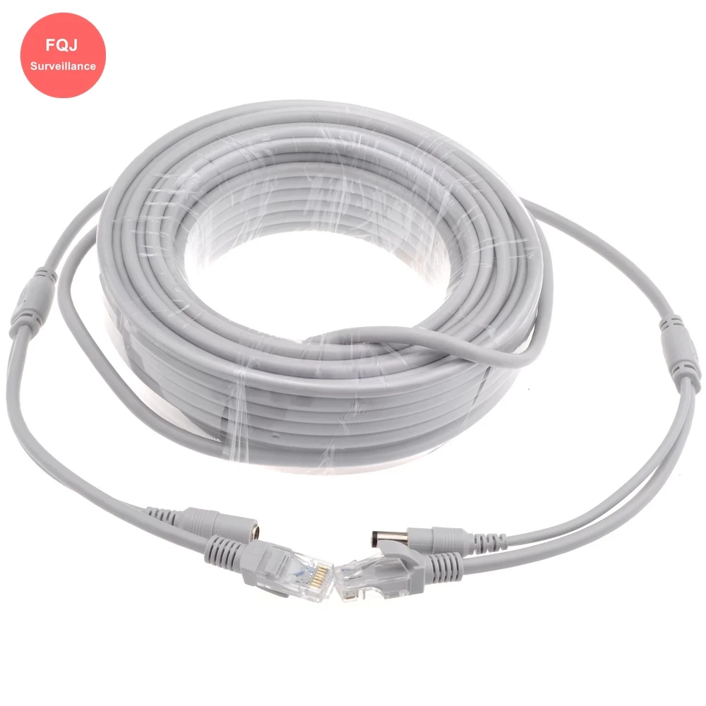 

5M/10M/15M/20M/30M IP Camera Cables RJ45 Lan Cable DC 12V Power Supply + Network CAT5/CAT-5e RJ45 Cords for IP Camera NVR Kits