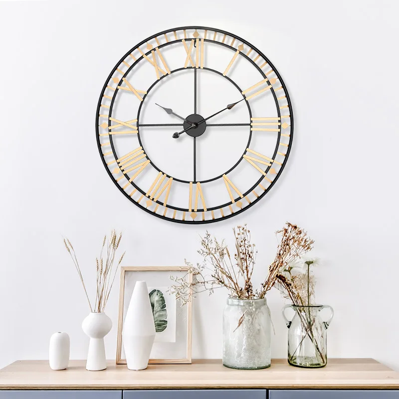 80 Roman Creative Retro Gear 3D Clock Home Wall Clock Modern Design Living Room Decoration Quartz Clock Big Clock on The Wall