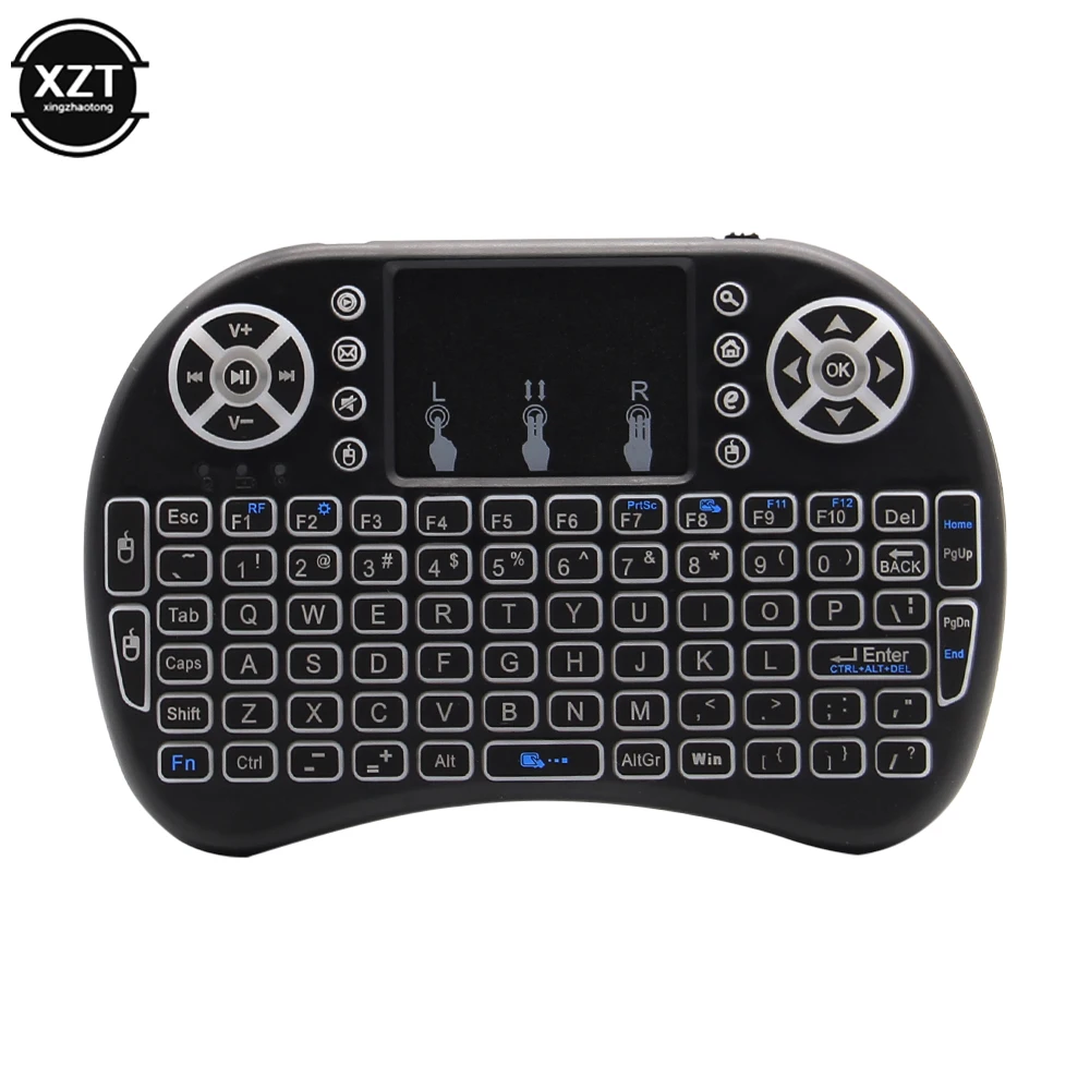 I8 2.4GHz Teclado Sem Fio Backlight Air Mouse Controle Remoto Touchable Handheld para Smart TV Box Desktop PC 7 Cores