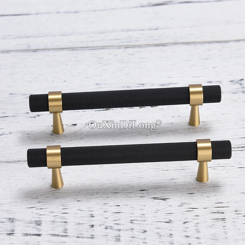 Elegant 10PCS Solid Brass Knurled T-bar Furniture Handles Drawer Pulls Cupboard Wardrobe Kitchen TV Shoe Cabinet Pulls Handles