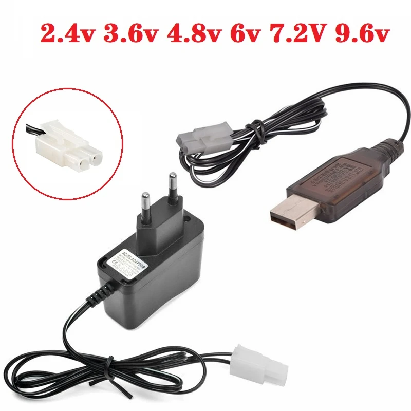 (EL6.2-2P/KET-2P/Tamiya) 2.4v 3.6v 4.8v 6v 7.2V 9.6v 250mAh USB Charger For Ni-Cd Ni-MH Battery Pack Toys car boat tank Charger