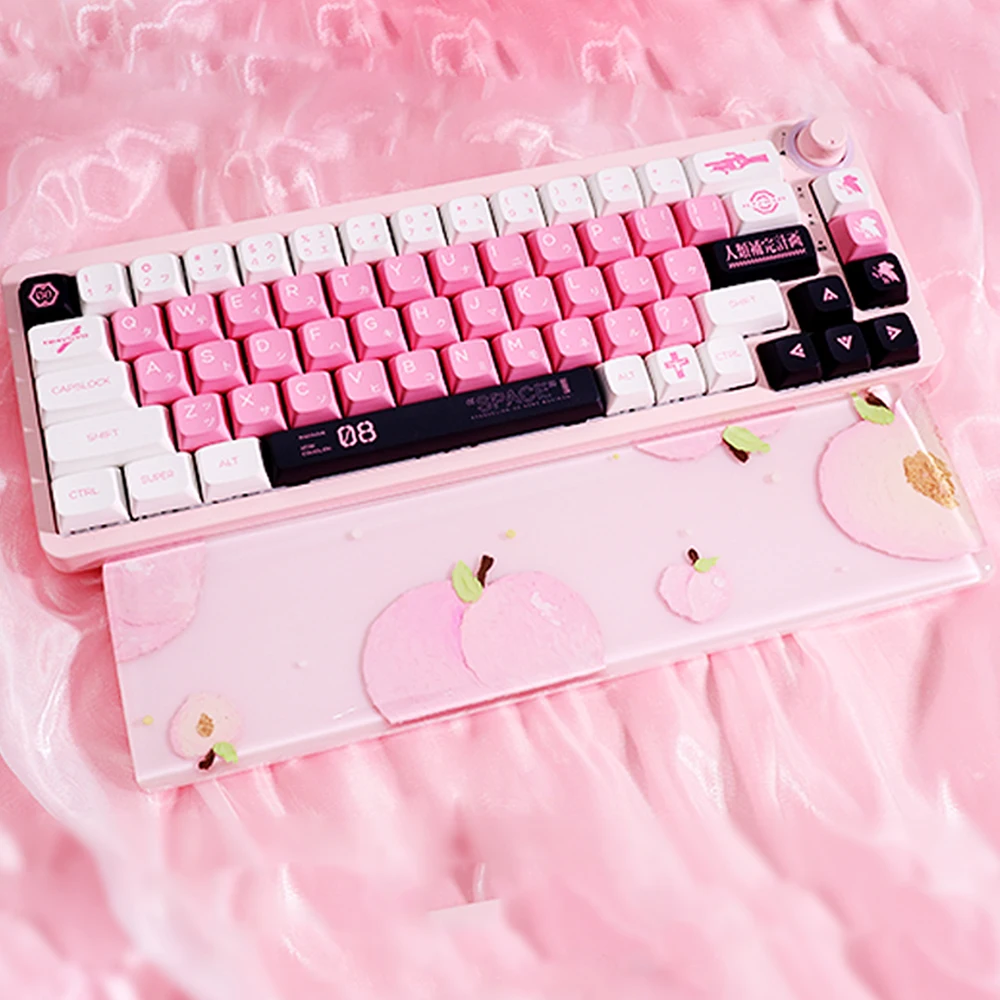 Pre Sale Pink Honey Peach Design Resin Wrist Rest Pad For Mechanical Keyboard 60 65 80 100% Hand Made Hand Rest Keyboard Tray