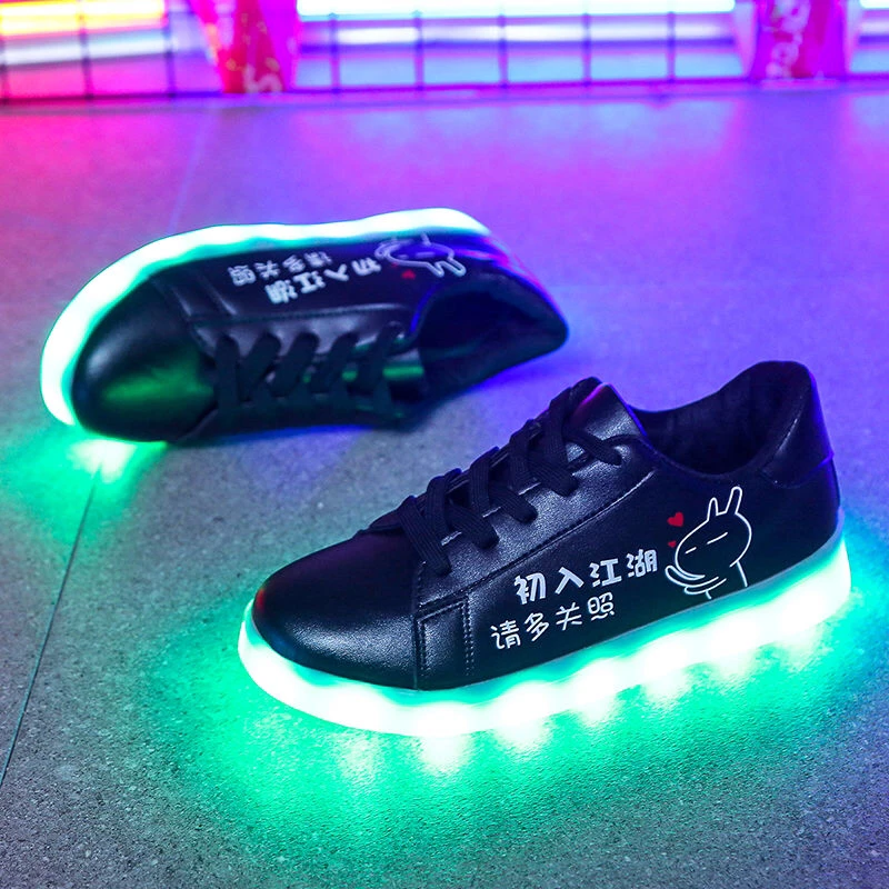 

Nice Pop Luminous Sneakers Boys Led Shoes Usb Adult Led For Girls Footwear Lady Men Women Black Nightclub Disco