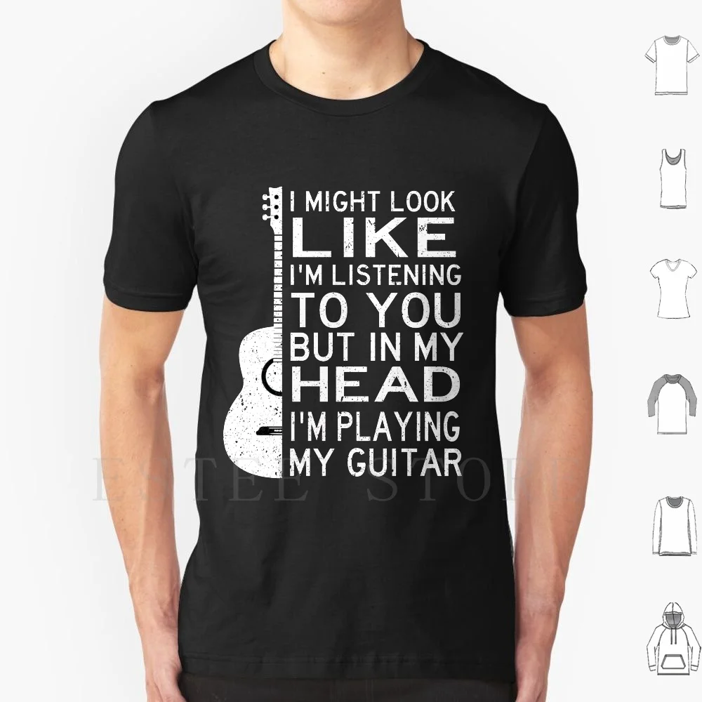 Podría pareo que estoy escuchando pero en mi cabeza estoy jugando mi guitarra camiseta hombres algodón 6xl puedo pareo como soy