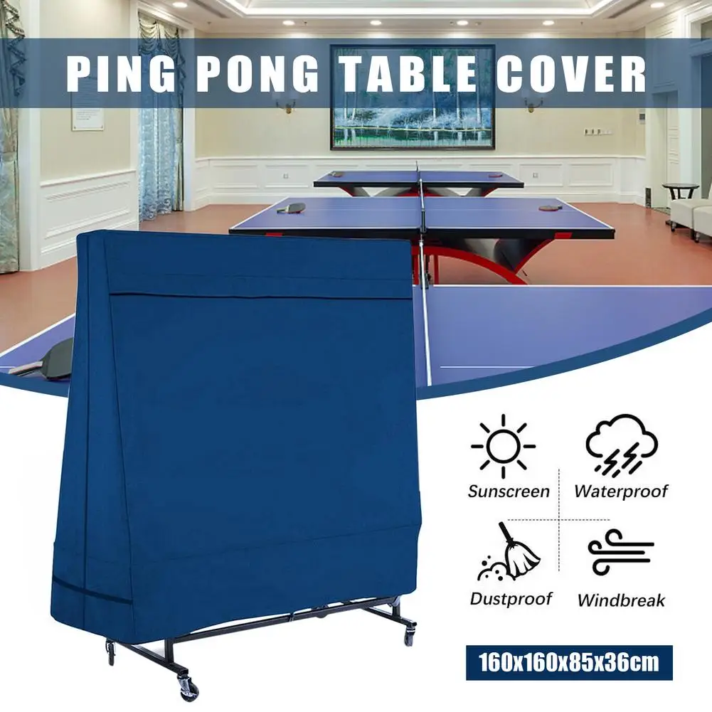 Ping Pong Table Cover Waterproof Dust-proof Anti-UV Oxford Table Tennis Table Storage Cover Protection 160x160x85cm