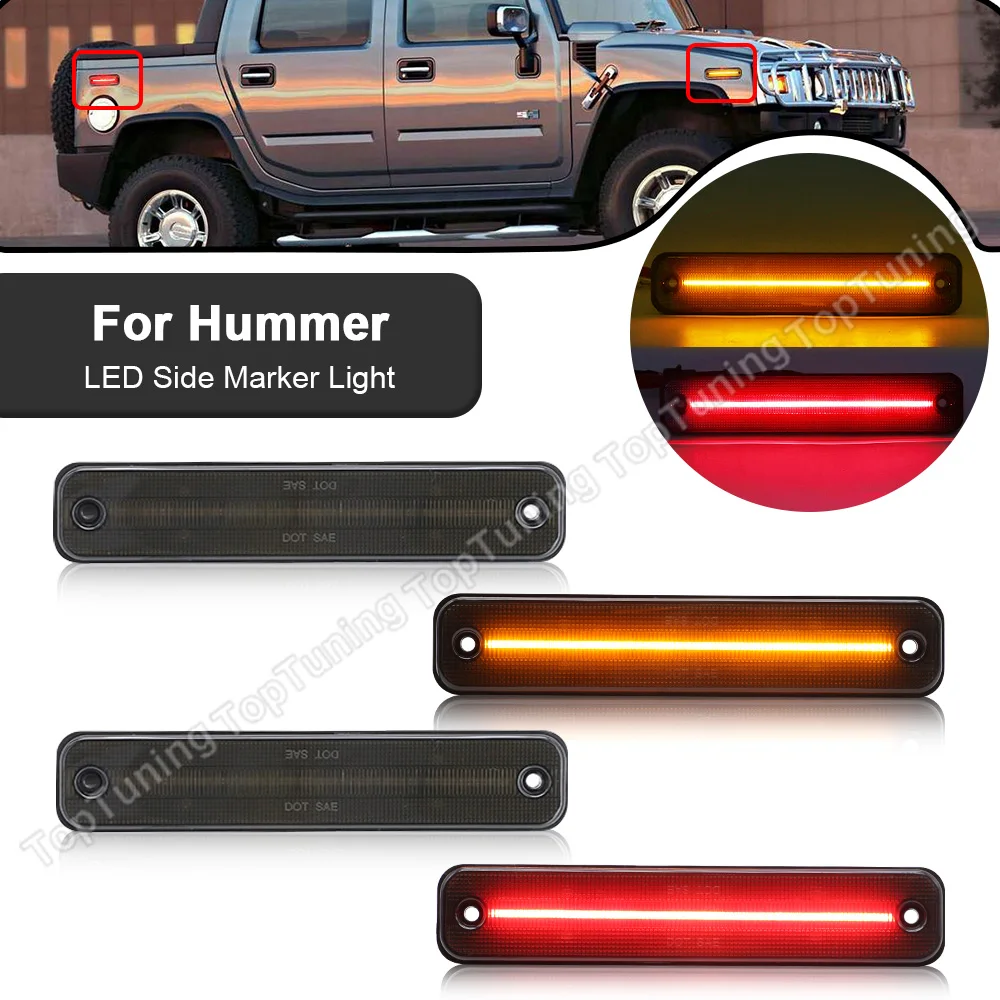 Front Rear LED Side Marker Lights For Hummer H2 2003 2004 2005 2006 2007 2008 2009 Side Marker Indicator Lamps Amber Red