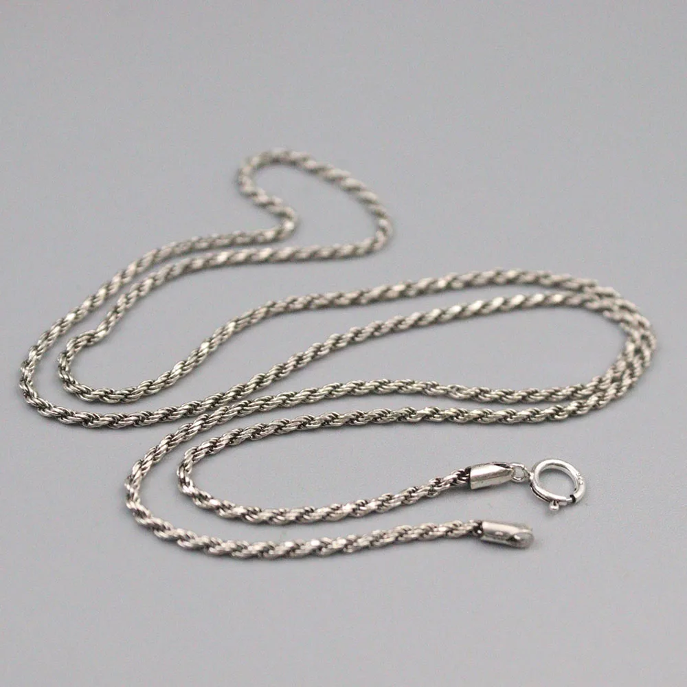 

New Fine Pure S925 Sterling Silver Chain Men 1.5mm Rope Link Necklace 20-30inch