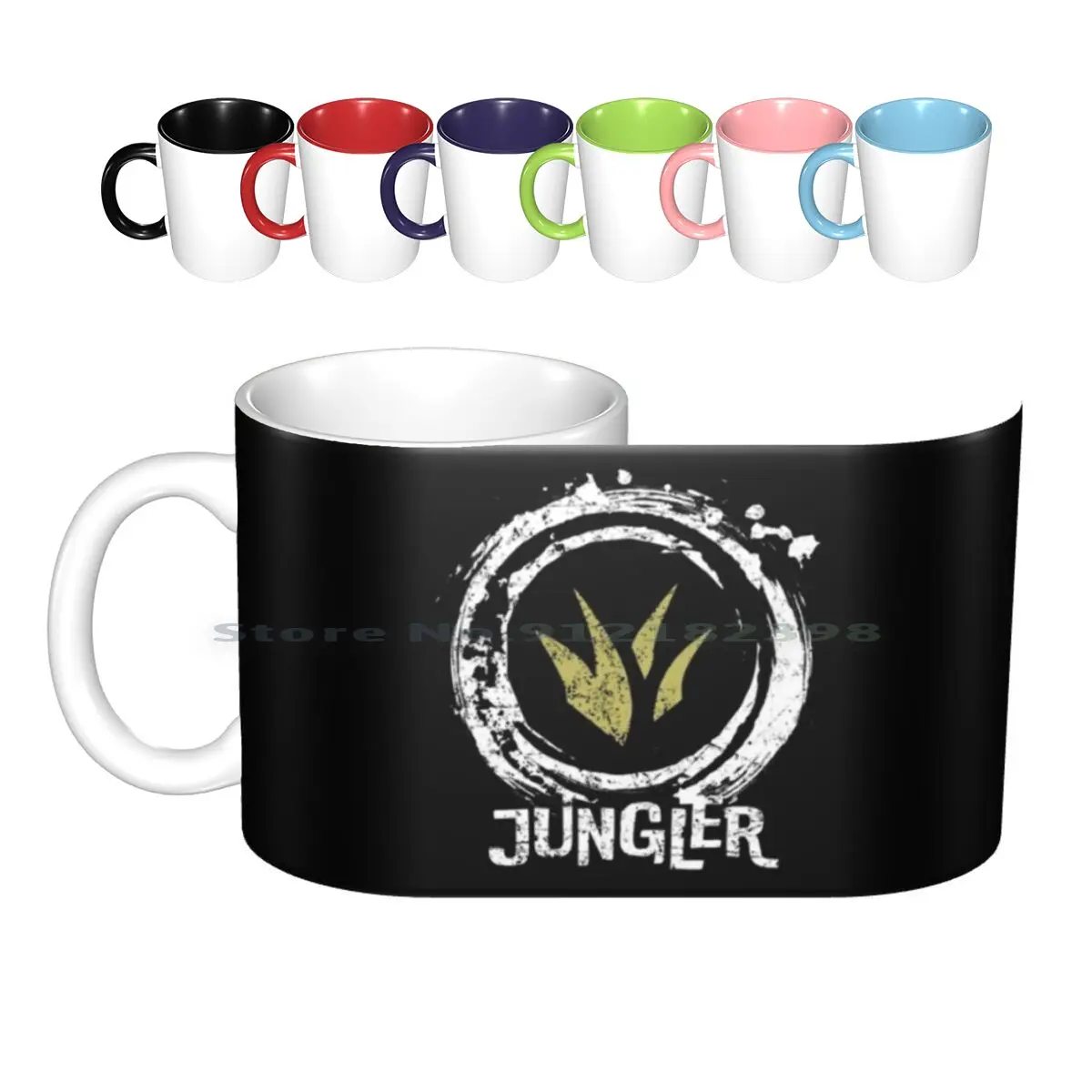 Jungler Gamer Icon Ceramic Mugs Coffee Cups Milk Tea Mug Jungler Jungle Cosplay Gaming Gamer Legends Icon Symbol League Jungler