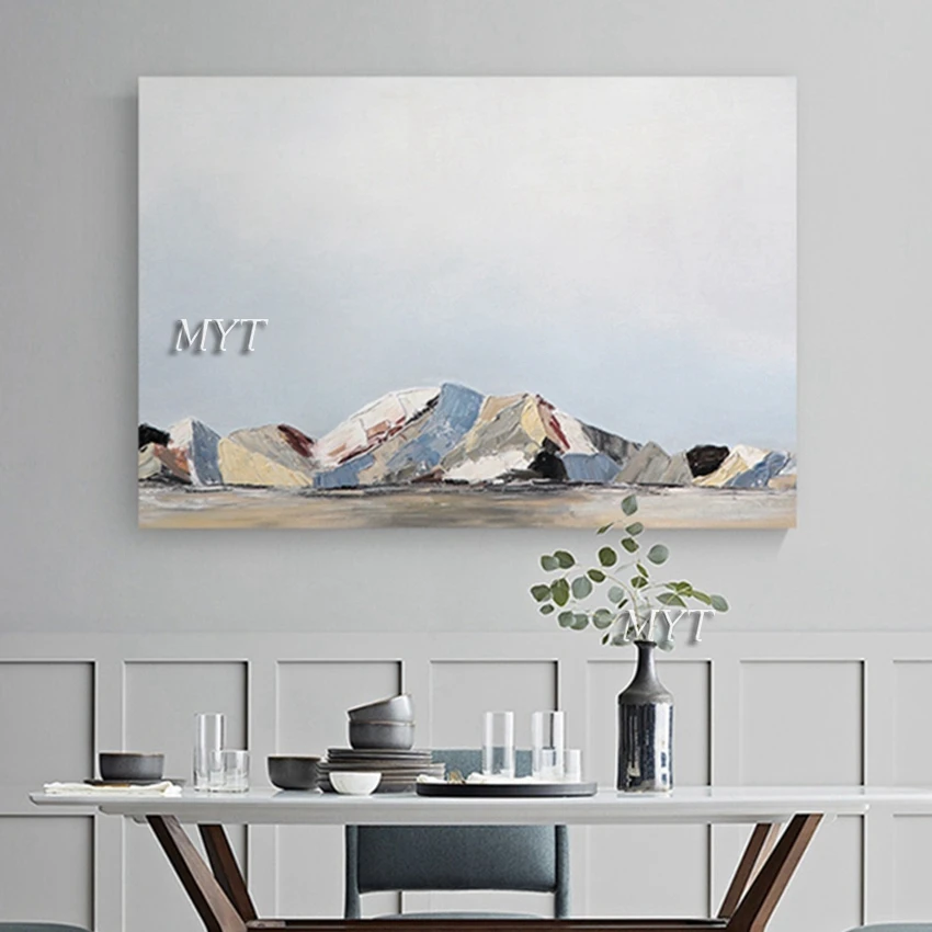 Hand Painted PAlette Knife Abstract Texture Mountain Landscape Oil Painting Living Room Decoration Canvas Wall Art For Hotel