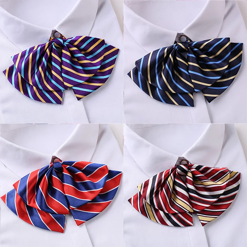 Big Double-layer Bow Tie For Women Professional Bank Stewardess Hotel Waitress Blouse Collar Flower Tie Neck Wear Decorations