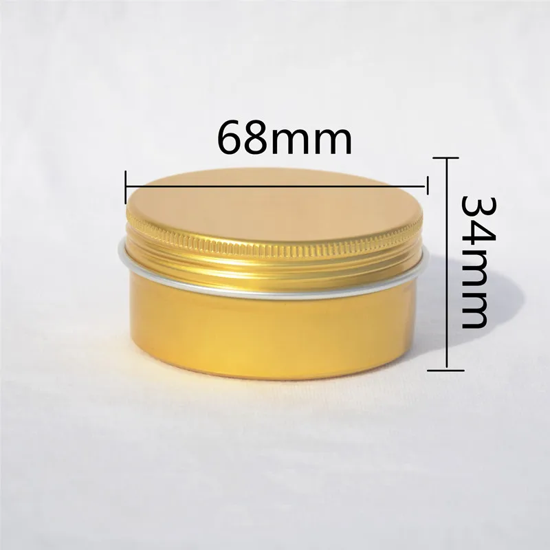 Wholesale 50pcs 100pcs 80g Cosmetic Aluminum Jars Gold Cream Mask Soap Aluminum Metal Tin Container Pots