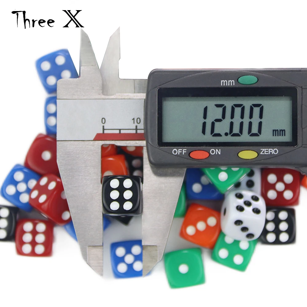 Solid 6-Sided Game Dice - 10 Pcs for Gaming, 12mm Bulk D6 Teaching Math, Make Your Own Board Supplies