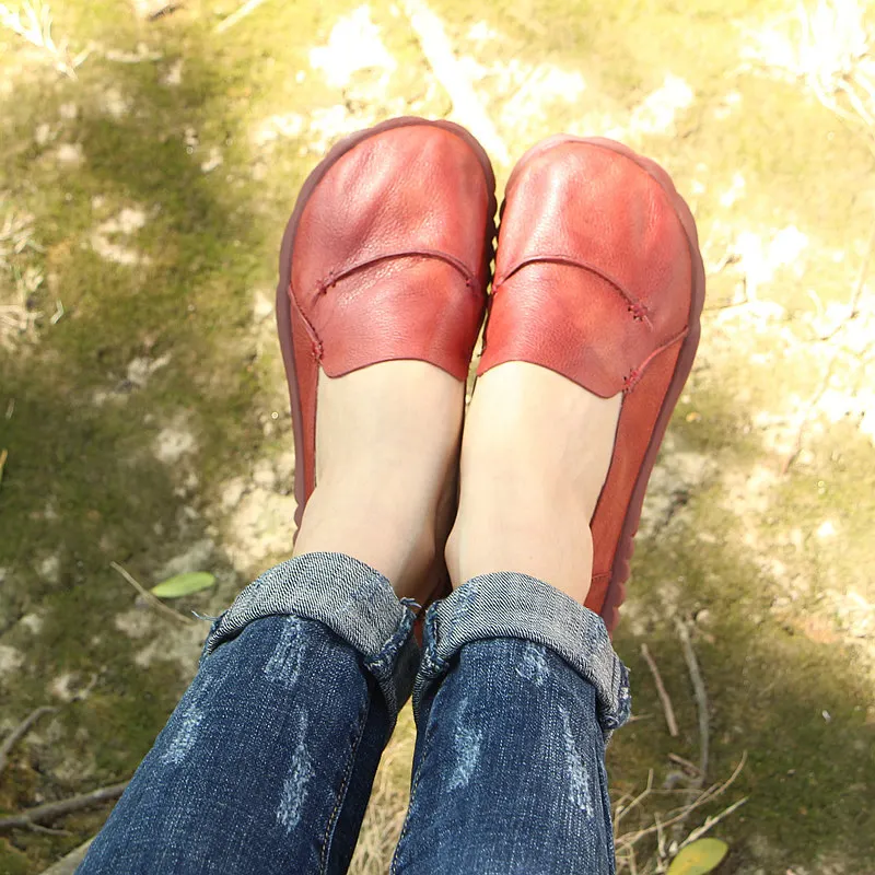 Chaussures en cuir pour femmes, décontracté, littéraire