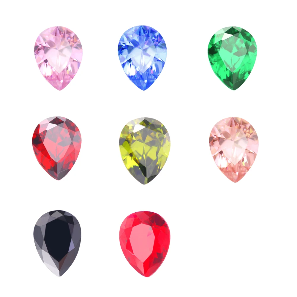 Cubic Zirconia Drop L Teardrop Shape, Multi-Color Bright Cut, CZ Loose Stones, Gem, DIY Clothing Jewelry, 3x5mm - 10x14mm