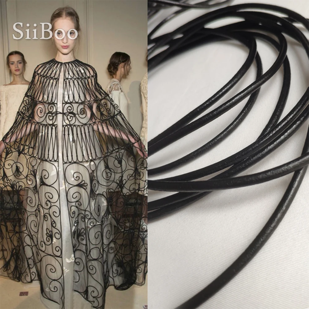 siiboo garment accessories genuine cow leather string sell by 5 meters a lot black and brown color option sp6288