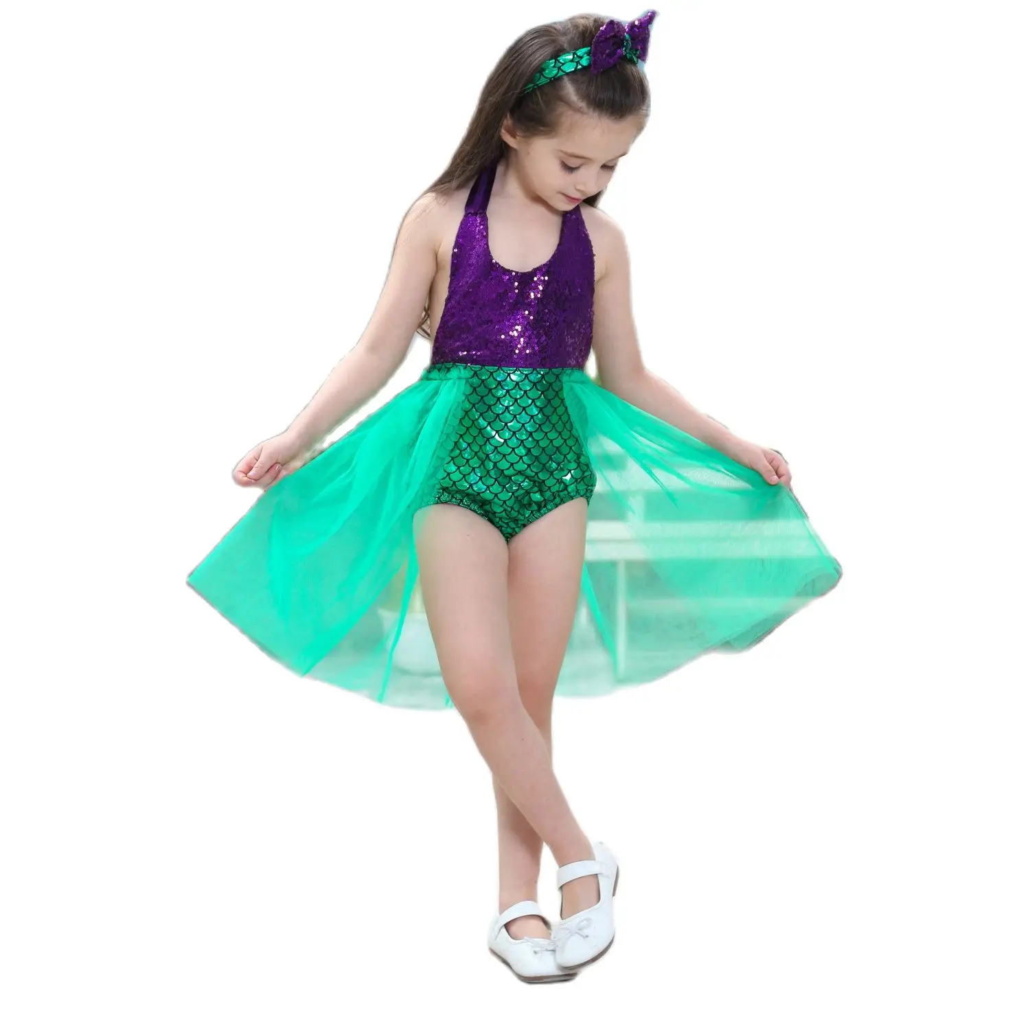 

Little Mermaid Girls Swimming Dress Princess Cosplay Costume Baby Child The Fantasia Ariel Mermaid Tail Dress Kids