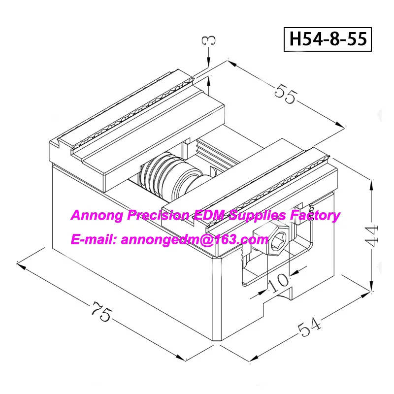 PAF-H54-8-55,EDM Milling Machine CNC Self-centering Vise Electrode Fixture Machining Tool Standard 8-55mm