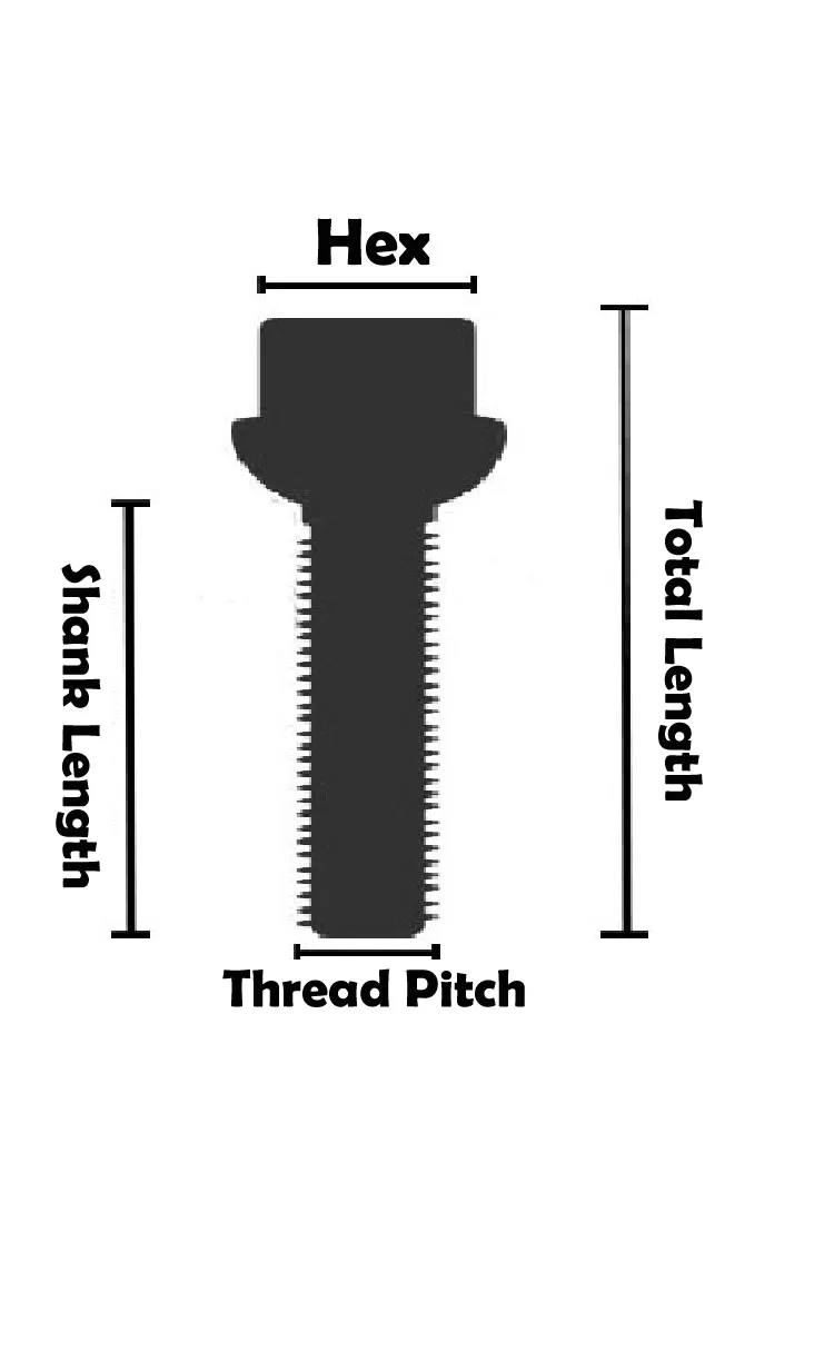 1pcs Ball Seat Car Alloy Wheel Nut Bolts Screw Thread length 23/28/30/33/35/40/45/50/60mm M14x1.5 12x1.5