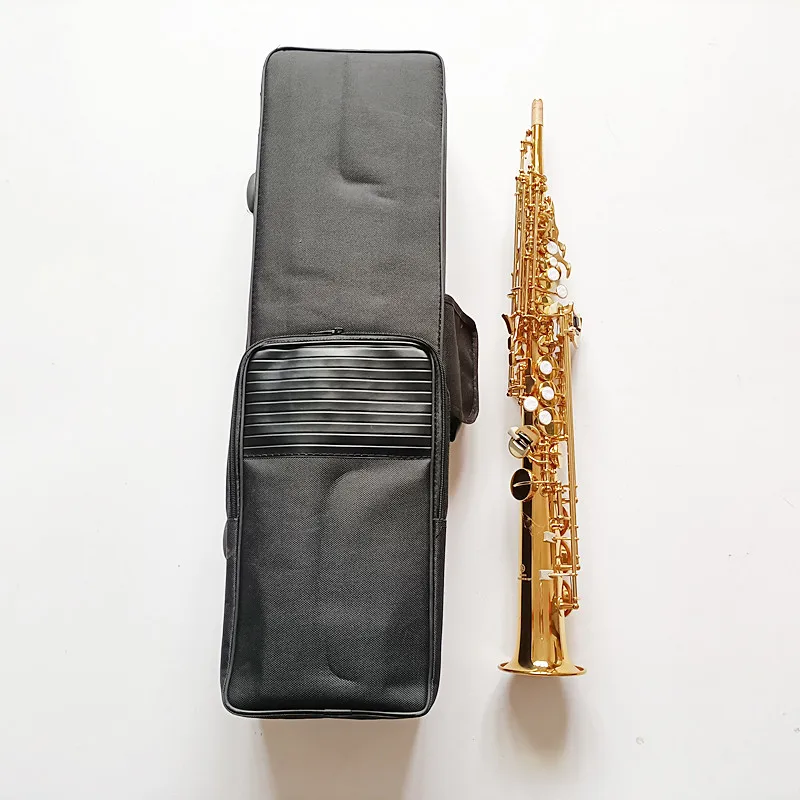 Made in Japan 475Brass Straight Soprano Bb B Flat Sax Saxophone Woodwind Instrument Natural Shell Key Carve Pattern