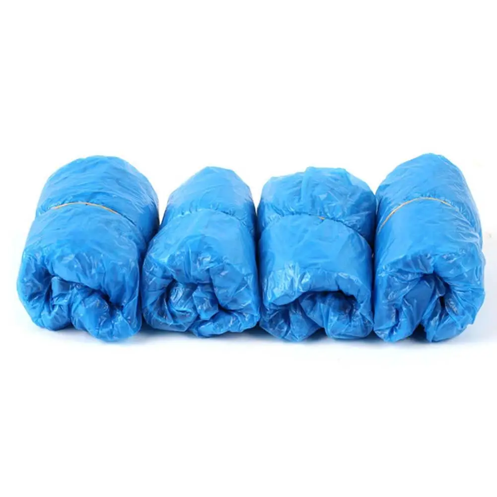 200Pcs Shoe Covers Disposable Shoe Covers Waterproof Boot Shoe Covers Dustproof Overshoes Blue Plastic Shoe Cover Ankle Protect