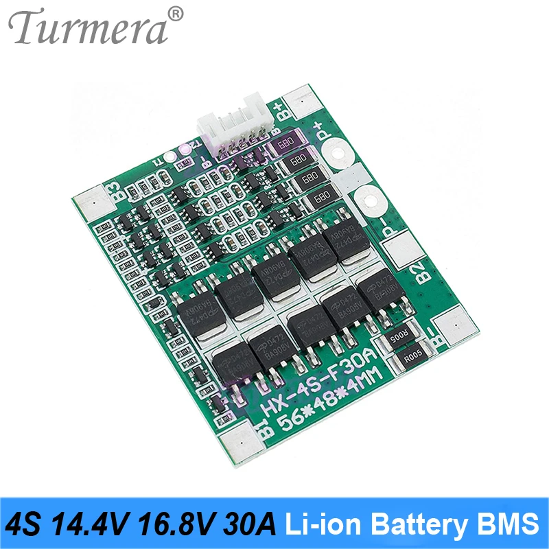 Turmera 4S 30A 14.4V 16.8V BMS Balanced Lithium Battery Protection Board for 3.6V 18650 Electric Drill Screwdriver Batteries Use