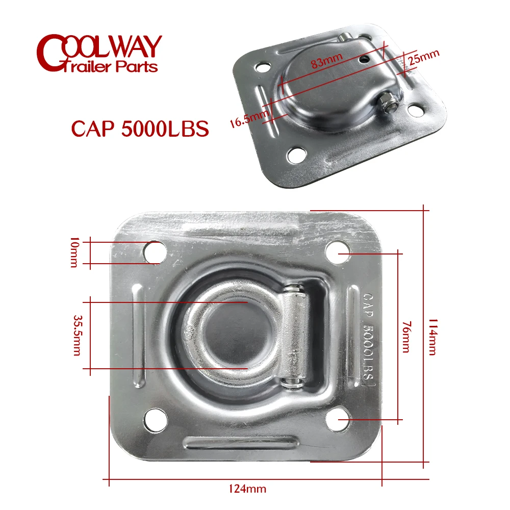 CAP 5000LBS Top Quality Recessed Tie Down Deck Rope Lashing Ring Point Anchor Round Hole Trailer Parts Accessories