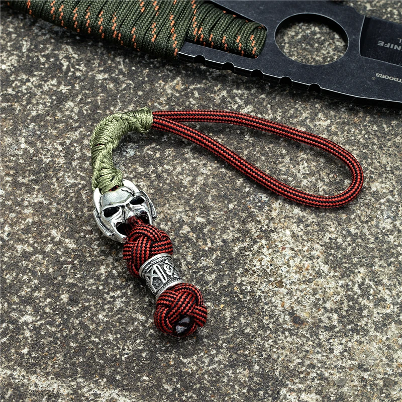 Viking Runes Keychain Braided Rope Vampire Metal Pendant Amulet  Handmade Outdoor Car Keyring Survival Jewelry Gift Dropshipping
