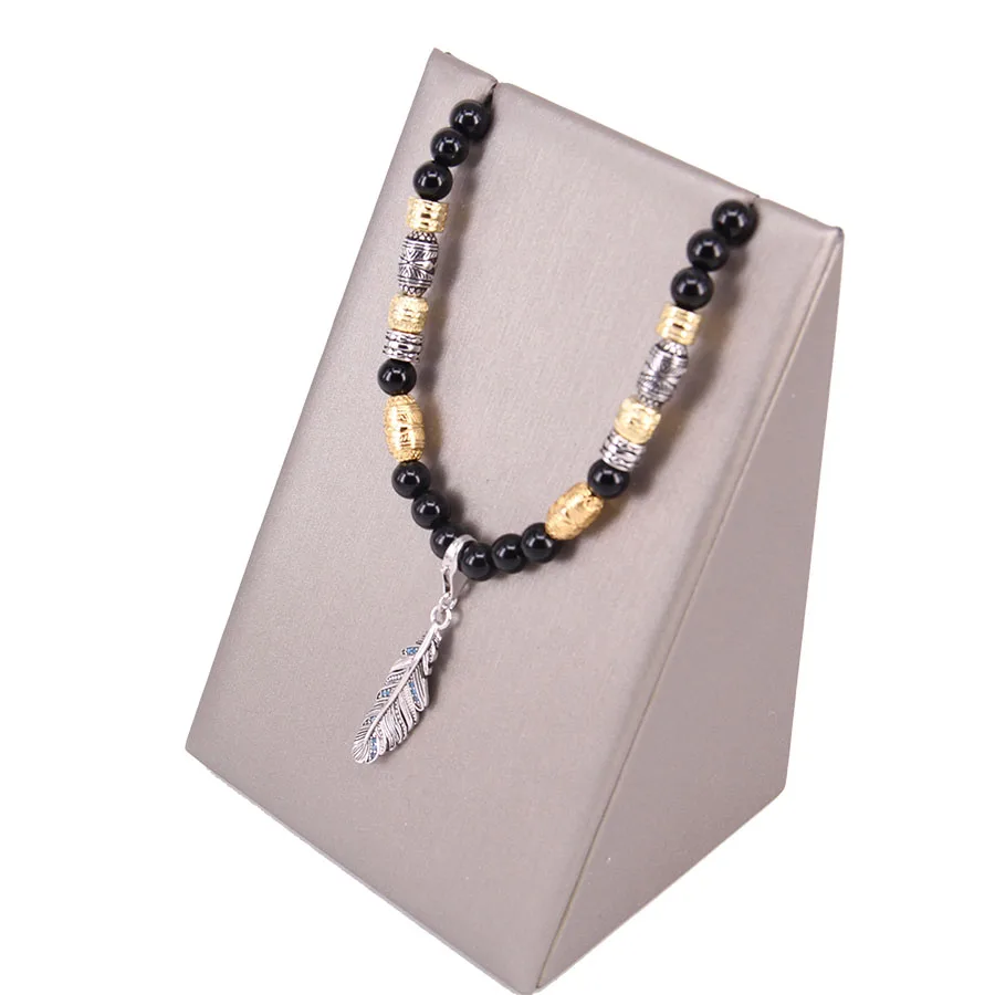 توماس الخرز الأسود وقلادة ريشة، المتمردين القلب مجوهرات هدية للنساء والرجال TS-N39