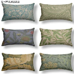 Vintage Flowers and Leaves Decorative Pillow Covers, Bohemian Decor, Cushion Cover, Linen, Garden Chair, Outdoor, 30x50