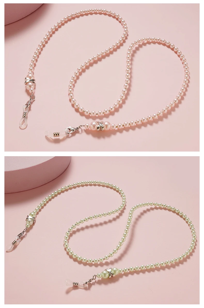 Perlen-Sonnenbrillenkette zum Tragen des Halses mit Perlen-Lanyard-Kordelmasken, Sonnenbrillen-Lesebrillenkette, Brillenzubehör – Detail 7