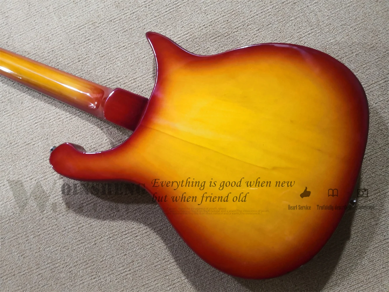 Custom 6 string electric guitar,left hand 360 350 guitar cherry sunburst body gold pickguard white fishbone binding