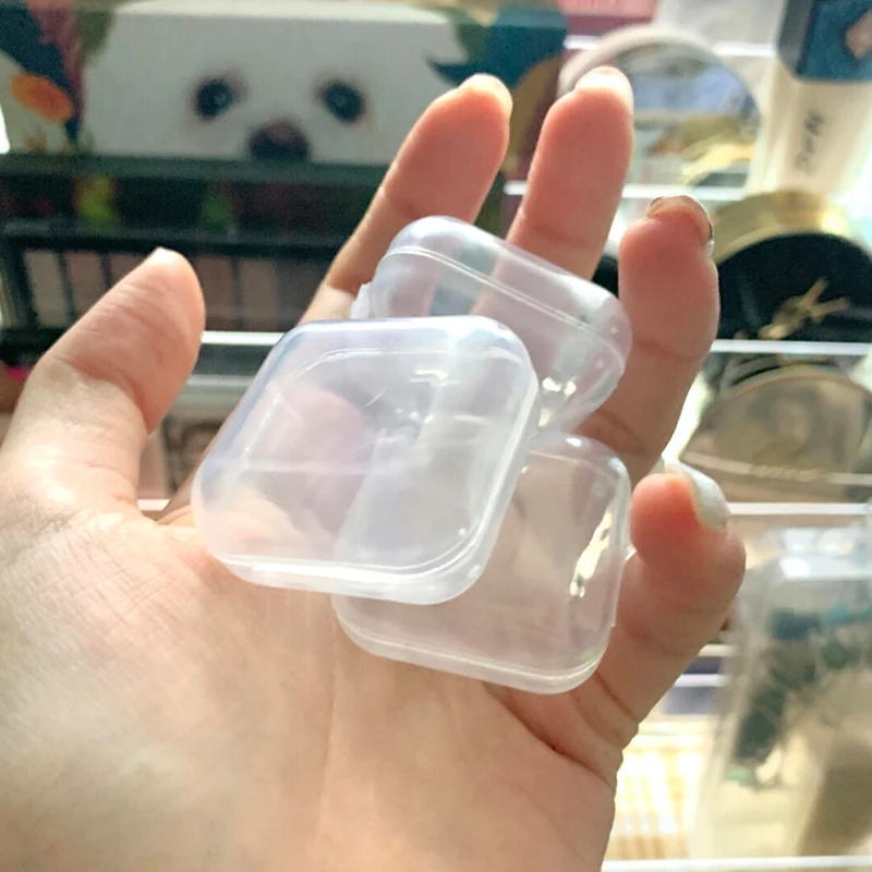 10 pcs/lot Transparent Plastic Jewelry Storage Box Case Container 3.5*3.5*2 cm  for Beads Earring Ring Pendant Necklace Display