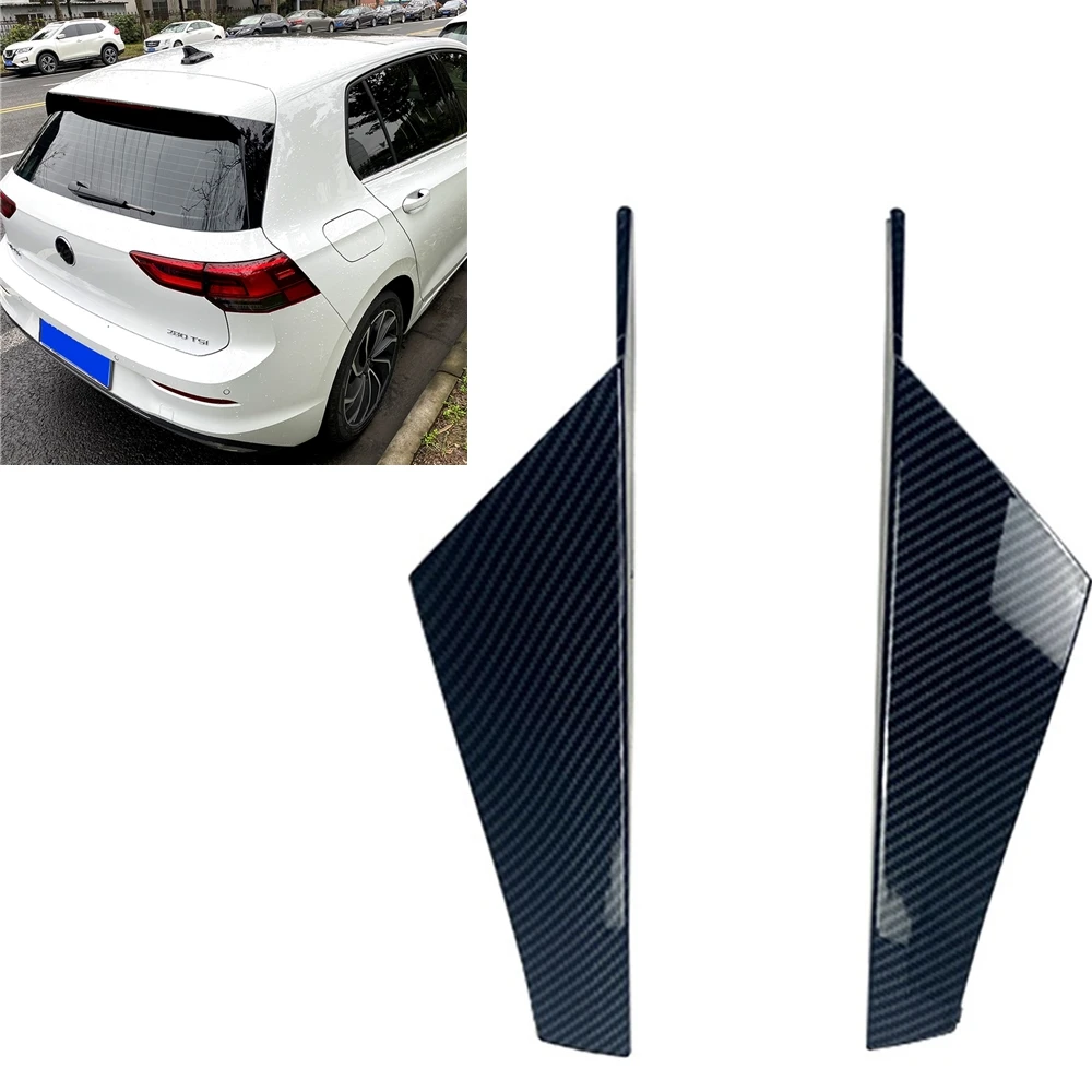 

For Volkswagen VW GOLF 8 MK8 MK VIII 2020-2022 Carbon Fiber Look/Gloss Black Car Rear Window Trim Side Spoiler Wing Splitter Lip