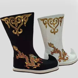 Han Dynasty Boots Unisex Ancient Chinese Shoes Dragon Boots Emperor Warrior Kung fu Clothing Accessories Black White Movies Play