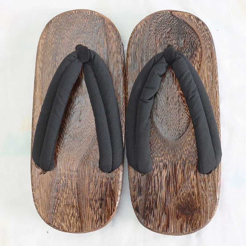 Japanese Wooden Clogs Men's Slippers Summer Wood Geta Slipper Thick Bottom Flip Flops Platform Sandals Garden Shoes