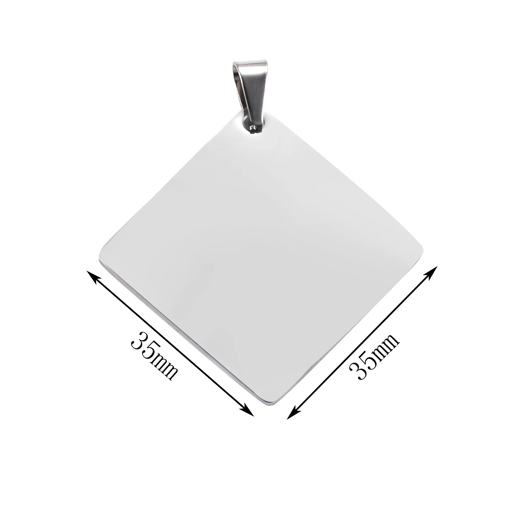 5pcs Wholesale square shape Stainless Steel Army ID Blank Dog Tags Miliary Tag Pendant Necklace Jewelry 35mm 4 Colors