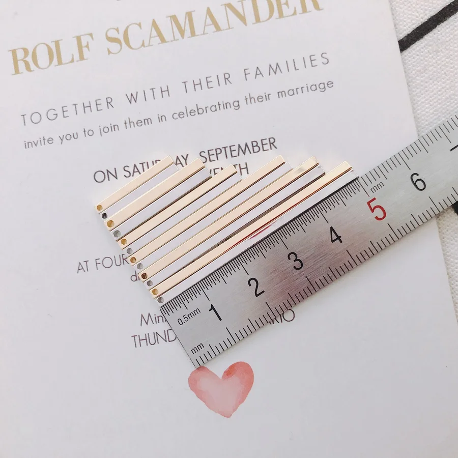 Brass plated single hole flat strip pendant DIY handmade jewelry ear jewelry earring material accessories 10pcs
